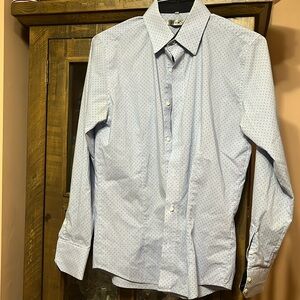 Custom tailored Dress Shirt - Men’s - Size: Small - Blue Polkadot